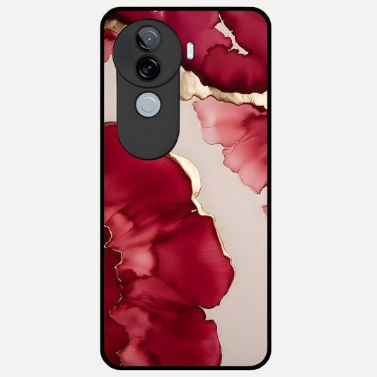  Pink And White Marble Glass Case for iQOO Z9s back cover – full design glossy printed glass finish
