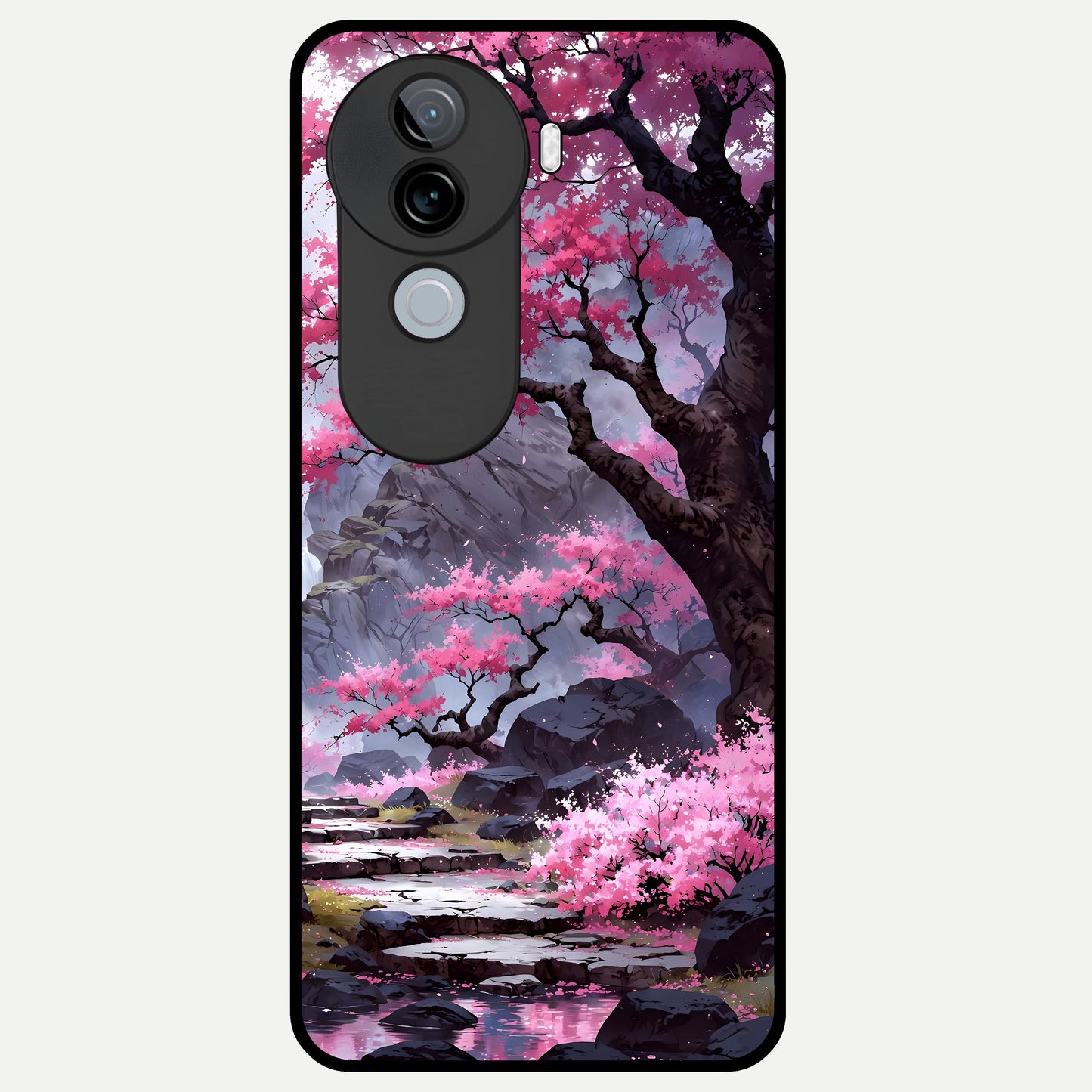  Pink Sunflower Glow Glass Case for iQOO Z9s back cover – full design glossy printed glass finish