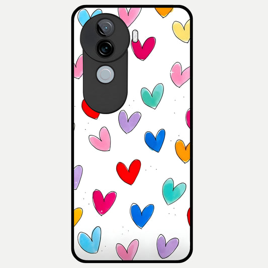  Playful Love Doodles Glass Case for iQOO Z9s back cover – full design glossy printed glass finish