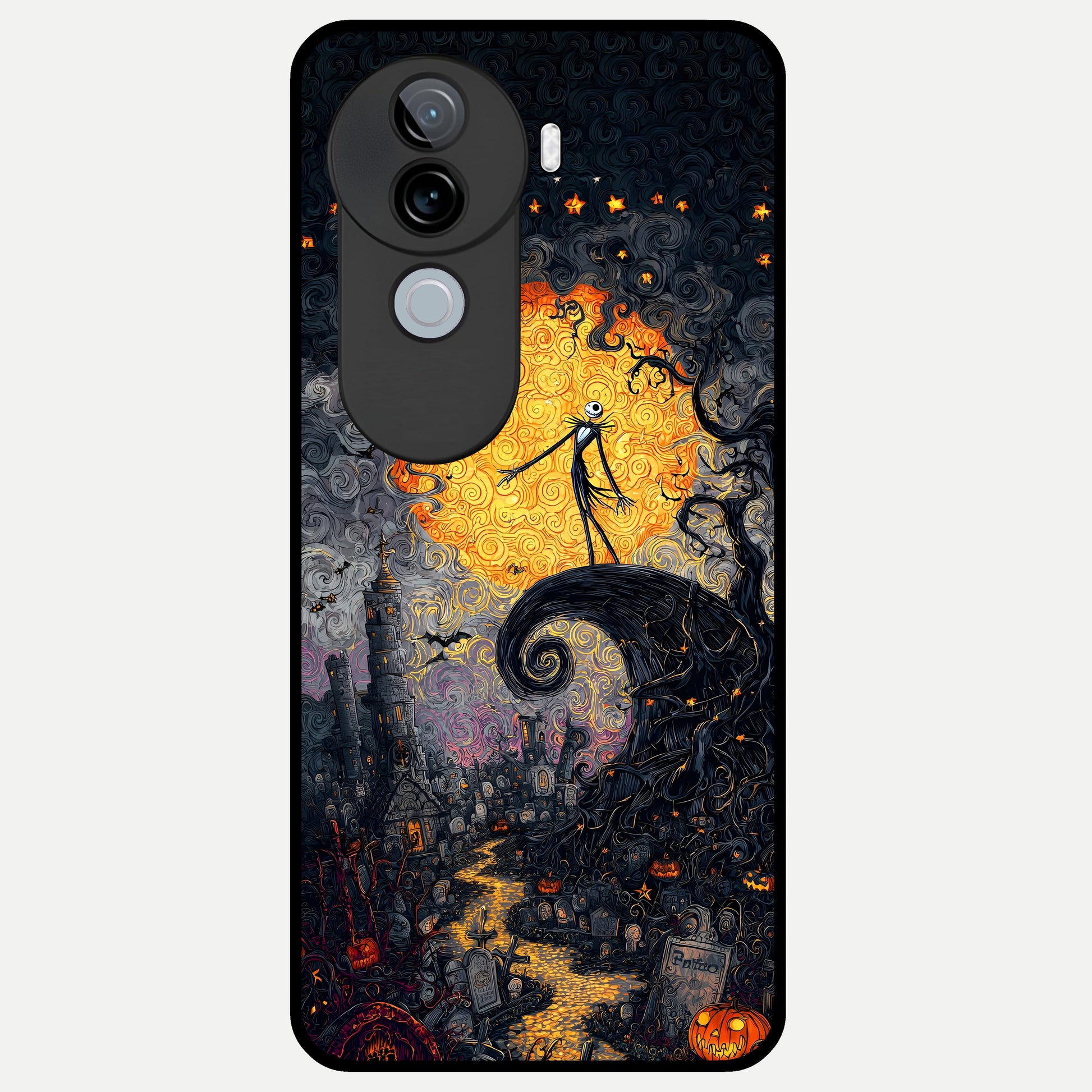  Pumpkin Moonlight Tale Glass Case for iQOO Z9s back cover – full design glossy printed glass finish