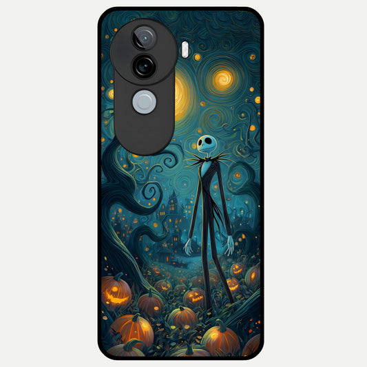  Pumpkin Moon Night Glass Case for iQOO Z9s back cover – full design glossy printed glass finish
