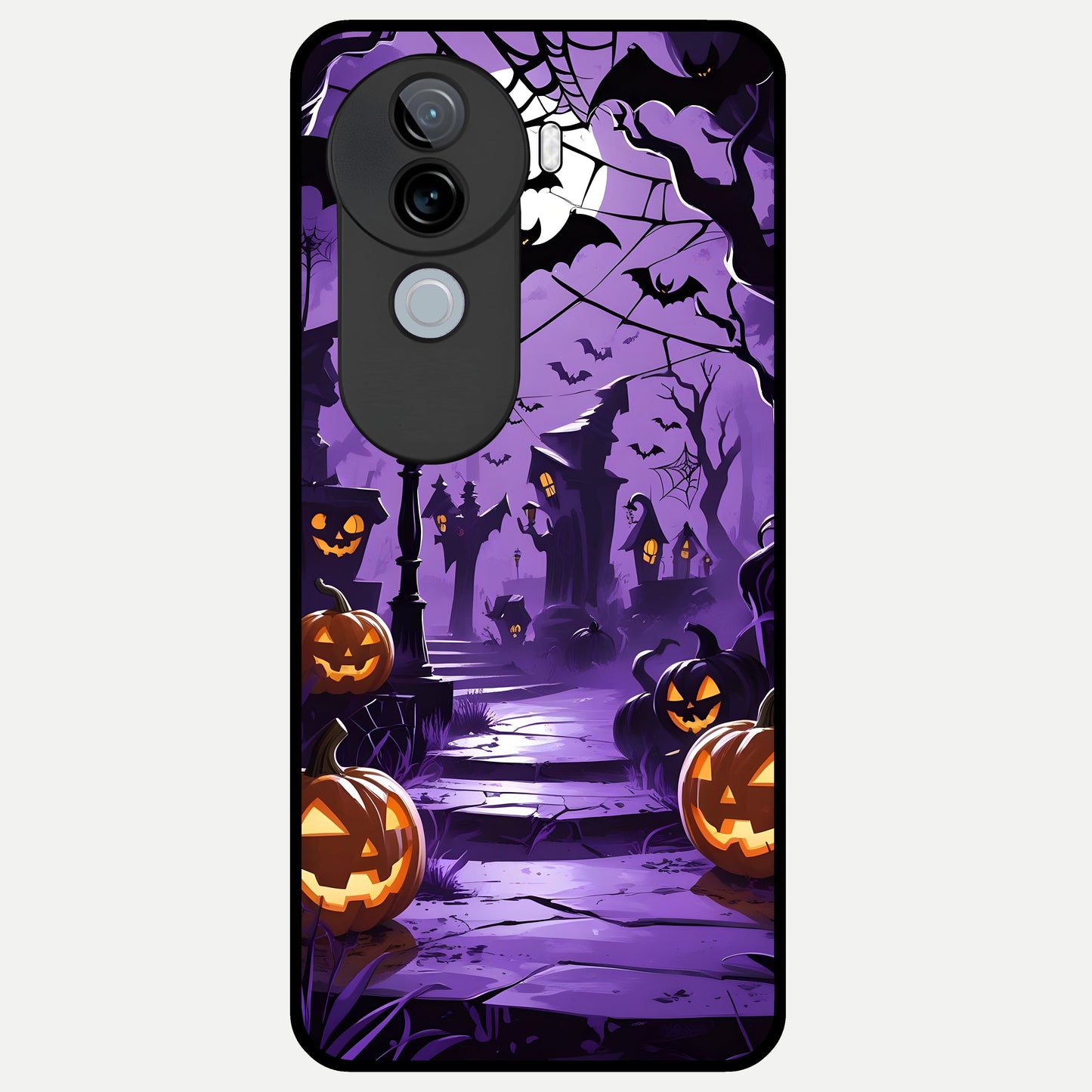  Pumpkin Patch Halloween Glass Case for iQOO Z9s back cover – full design glossy printed glass finish