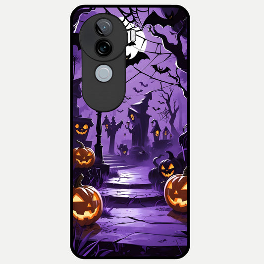  Pumpkin Patch Halloween Glass Case for iQOO Z9s back cover – full design glossy printed glass finish