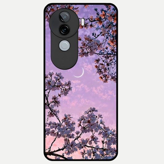  Purple Serenity Moon Glass Case for iQOO Z9s back cover – full design glossy printed glass finish