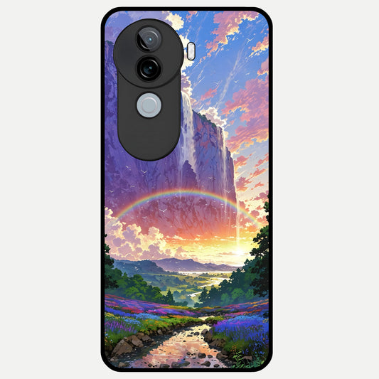  Rainbow Valley Dream Glass Case for iQOO Z9s back cover – full design glossy printed glass finish