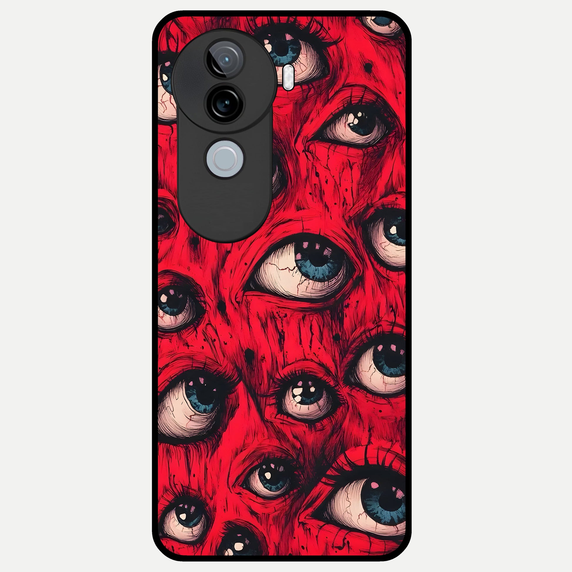  Red Eyes Pattern Glass Case for iQOO Z9s back cover – full design glossy printed glass finish