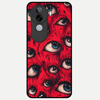  Red Eyes Pattern Glass Case for iQOO Z9s back cover – full design glossy printed glass finish