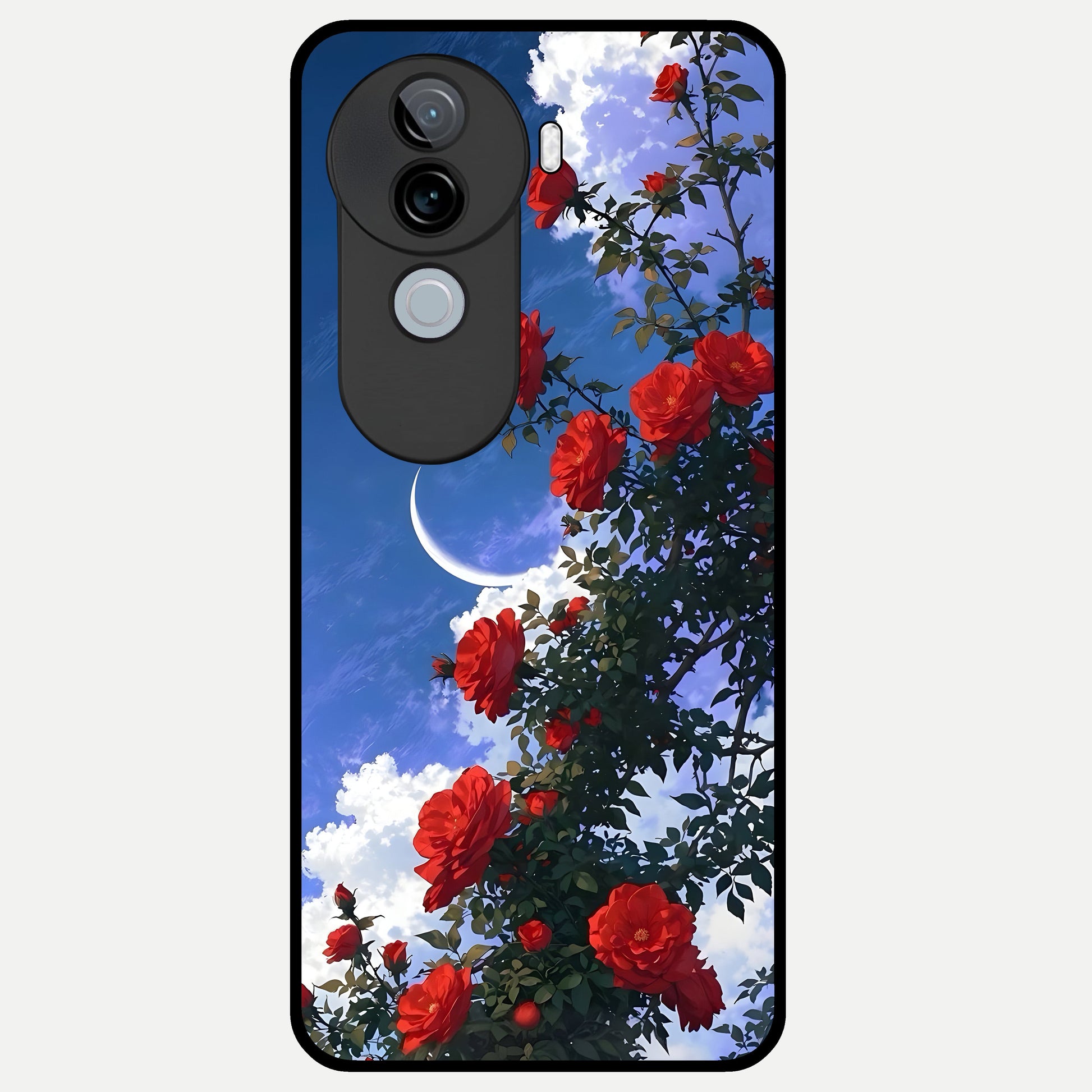  Rose Drift Flowers Glass Case for iQOO Z9s back cover – full design glossy printed glass finish