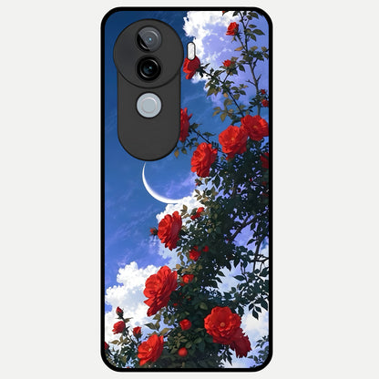 Rose Drift Flowers Glass Case for iQOO Z9s back cover – full design glossy printed glass finish