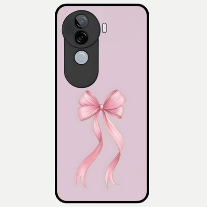  Soft Blush Bow Glass Case for iQOO Z9s back cover – full design glossy printed glass finish