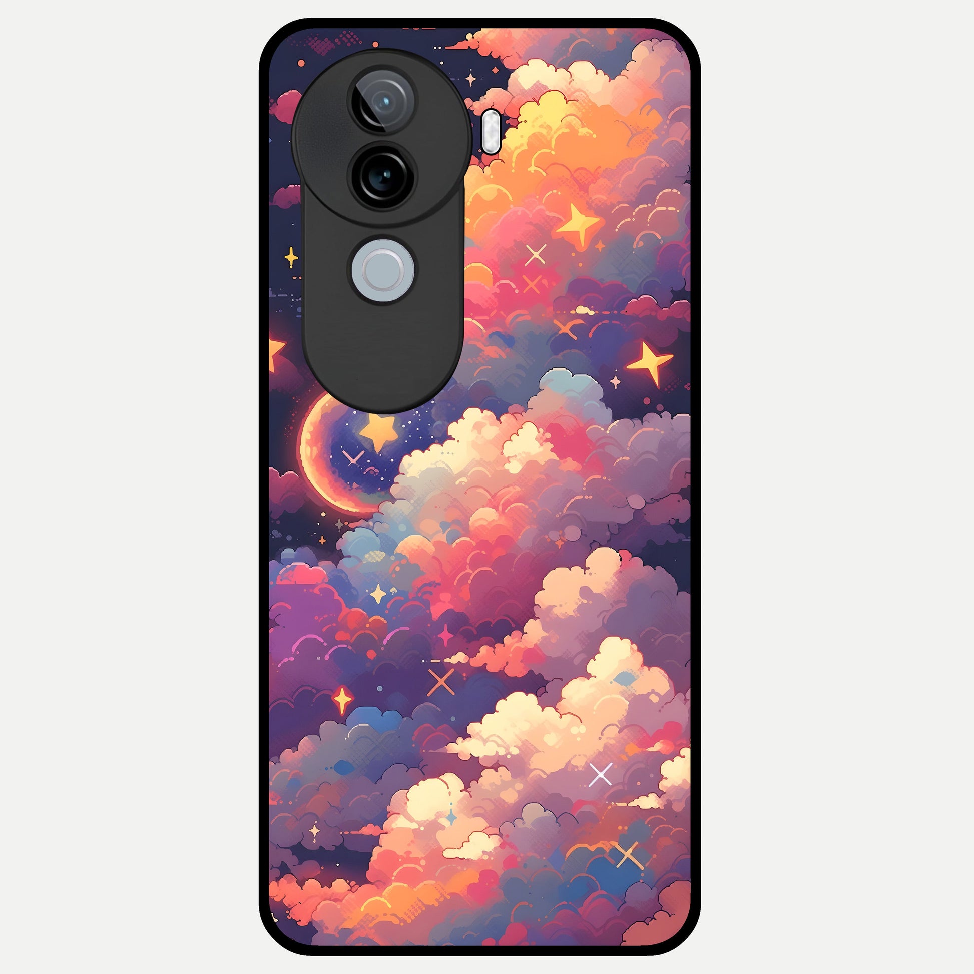  Starlit Dream Clouds Glass Case for iQOO Z9s back cover – full design glossy printed glass finish