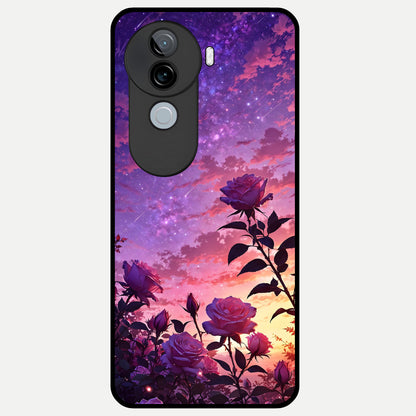  Starlit Rose Twilight Glass Case for iQOO Z9s back cover – full design glossy printed glass finish