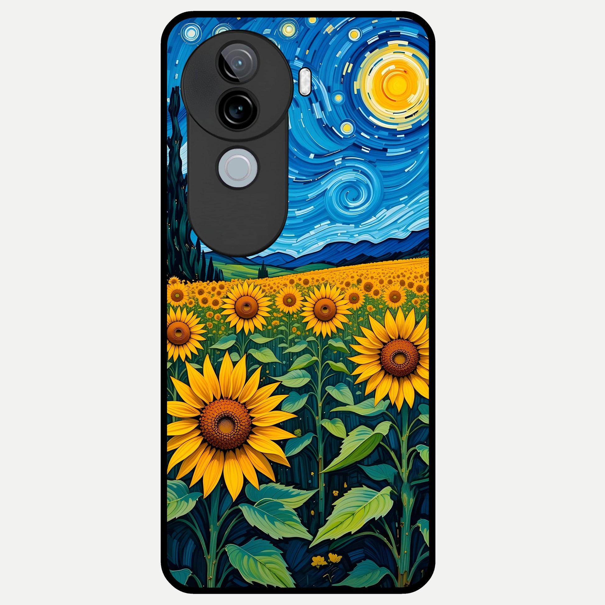  Starry Sunflower Dreams Glass Case for iQOO Z9s back cover – full design glossy printed glass finish