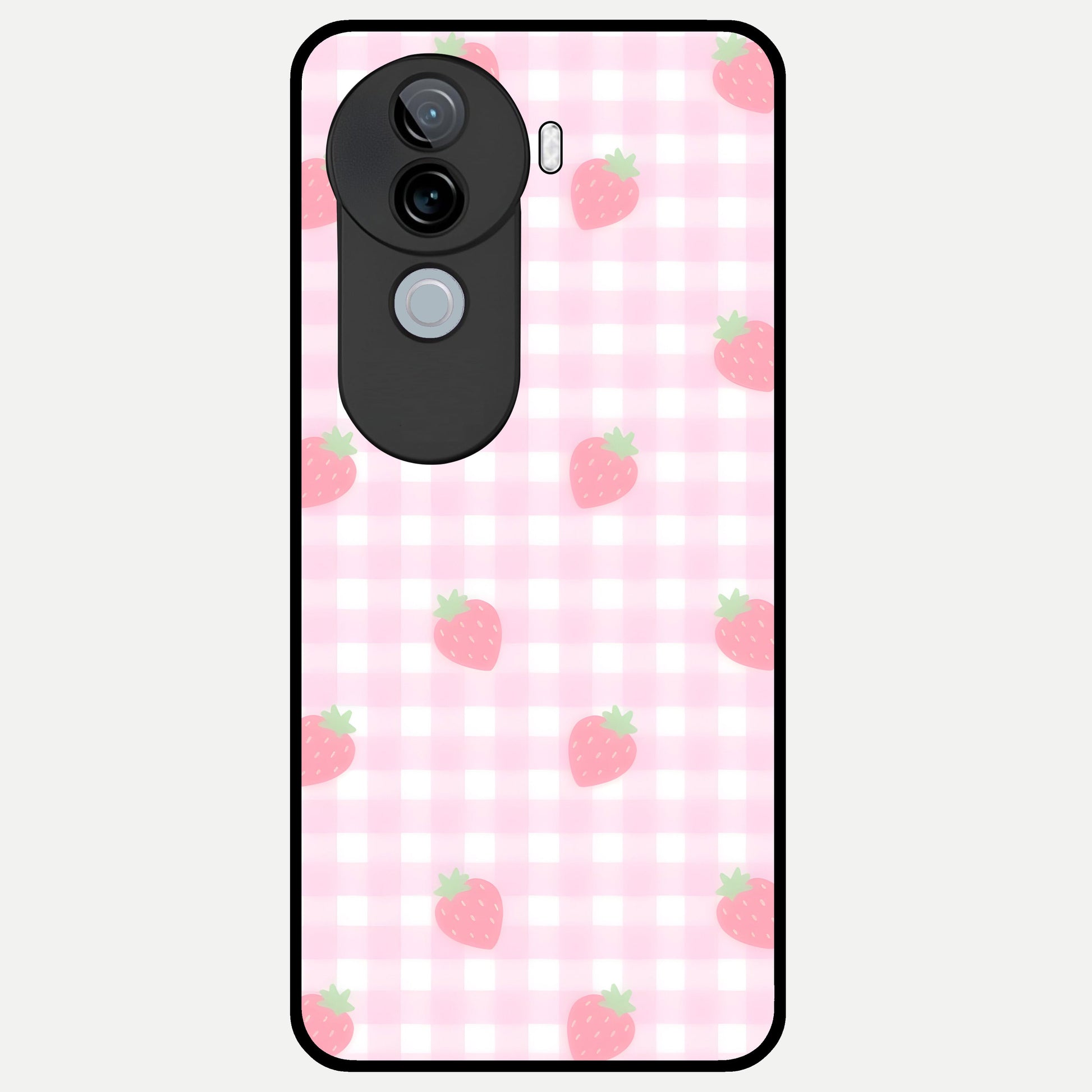  Strawberry Picnic Love Glass Case for iQOO Z9s back cover – full design glossy printed glass finish