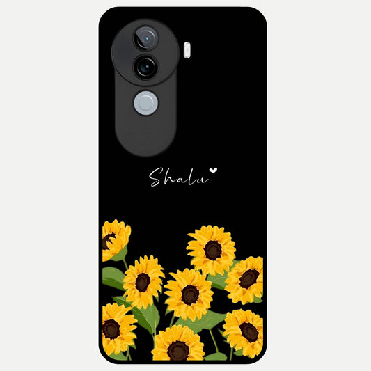  Sunflower Sky Bloom Glass Case for iQOO Z9s back cover – full design glossy printed glass finish