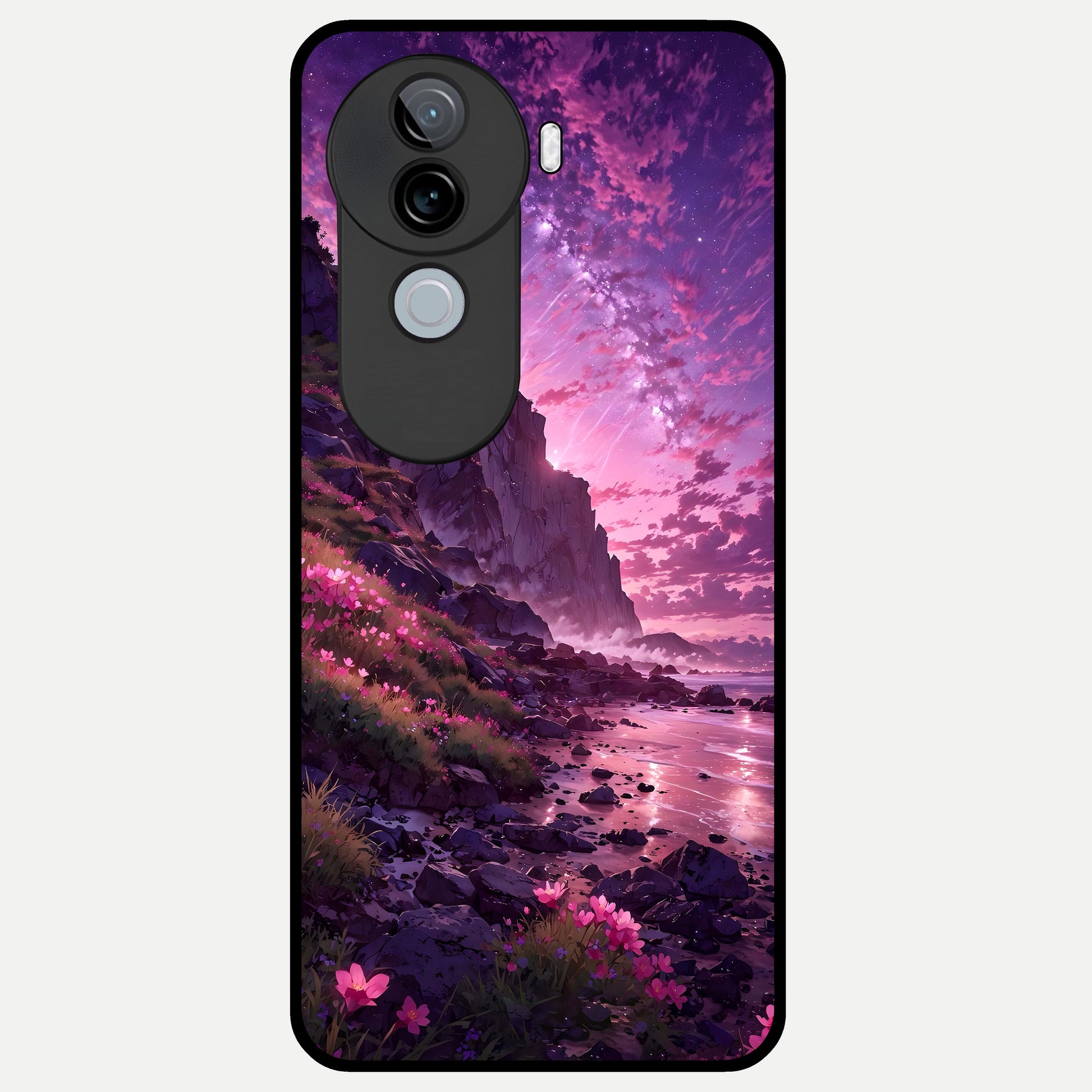  Twilight Blossom Coast Glass Case for iQOO Z9s back cover – full design glossy printed glass finish