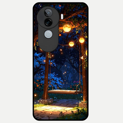  Twilight Garden Swing Glass Case for iQOO Z9s back cover – full design glossy printed glass finish