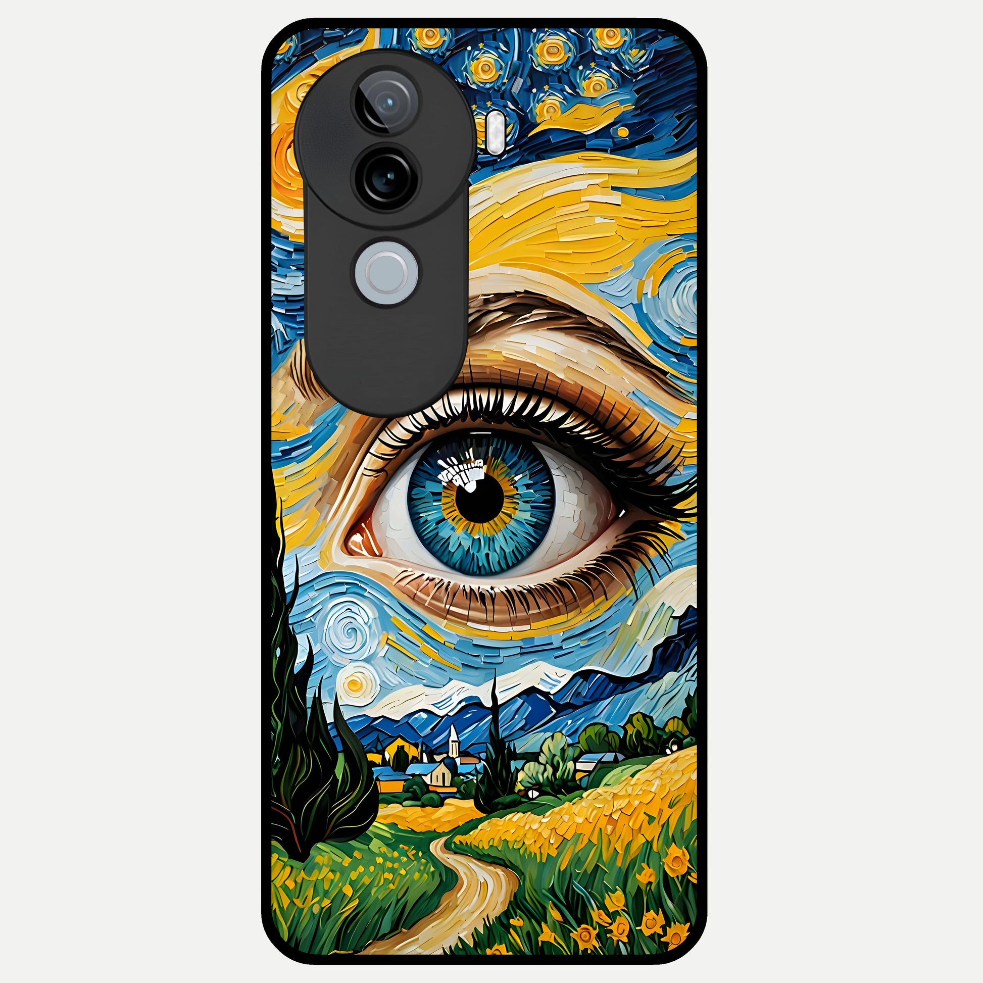  Van Gogh Eye Glass Case for iQOO Z9s back cover – full design glossy printed glass finish