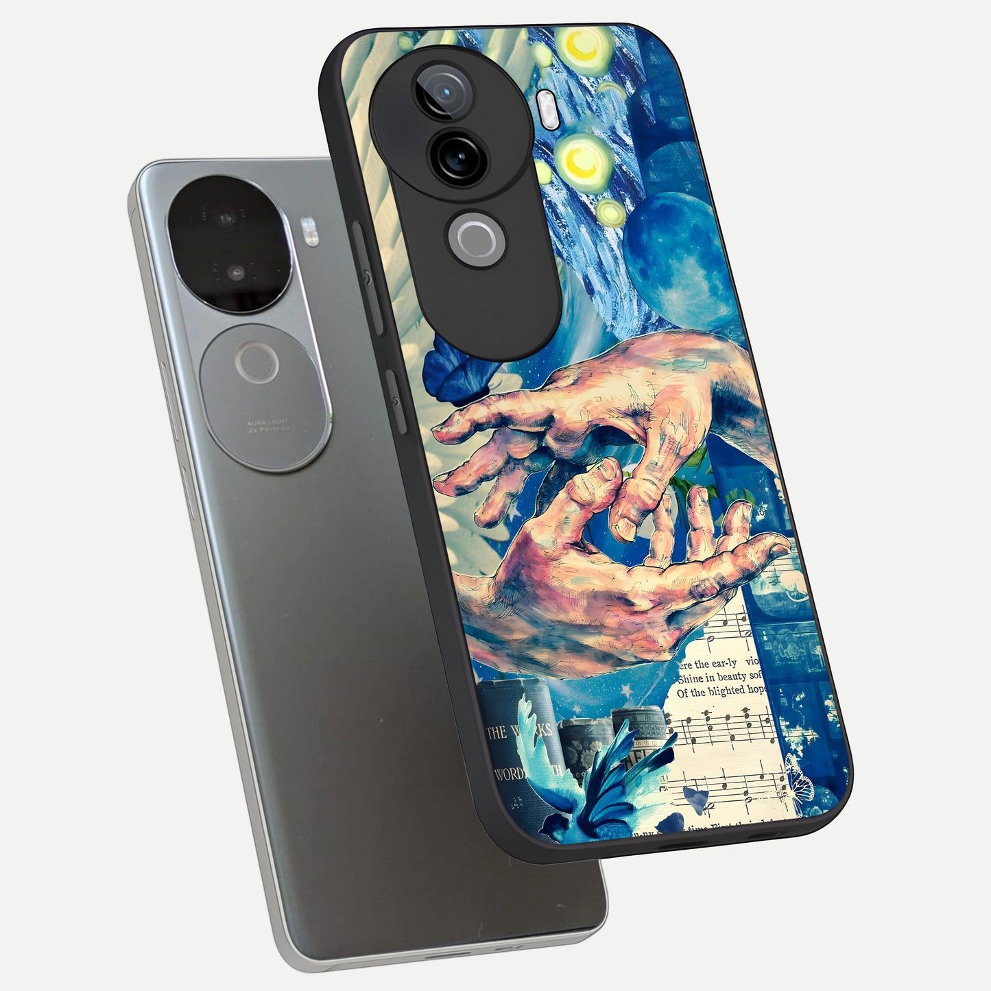  Aesthetic Divider phone case for iQOO Z9s showing premium glass back cover with detailed artwork