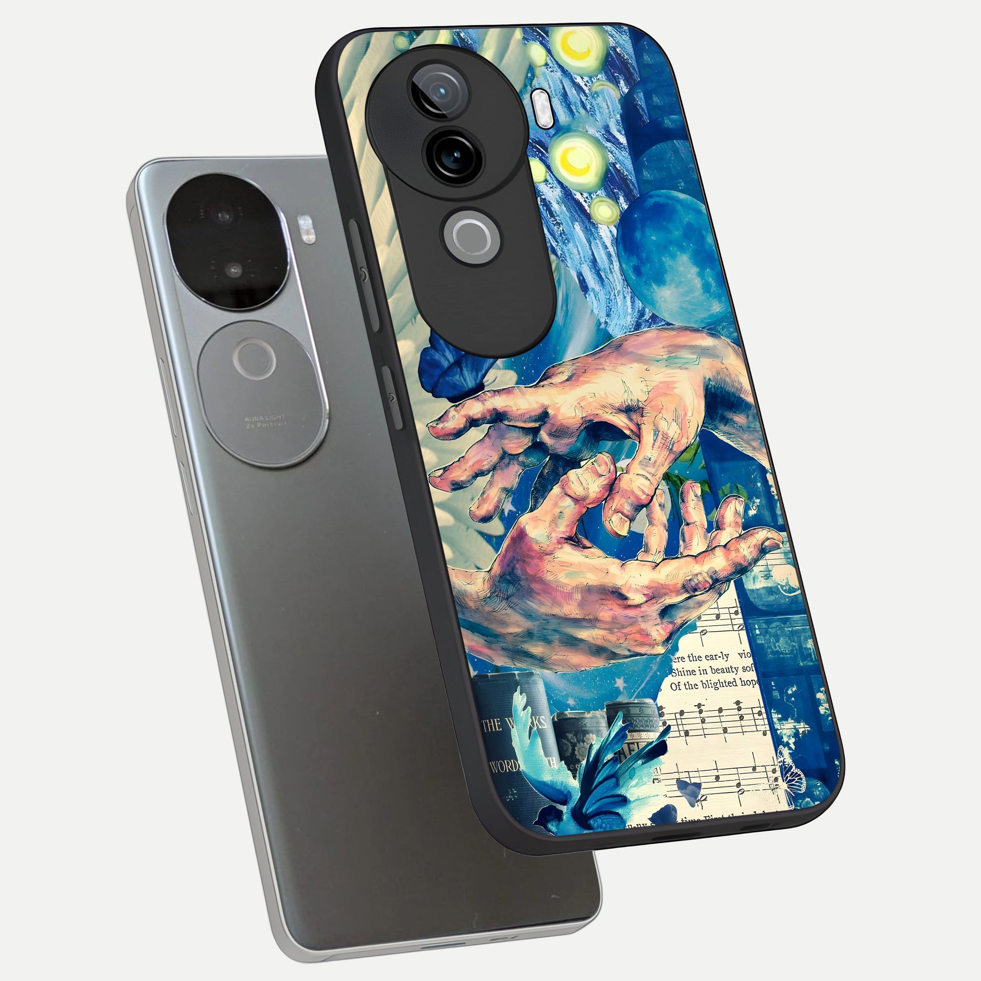  Aesthetic Divider phone case for iQOO Z9s showing premium glass back cover with detailed artwork