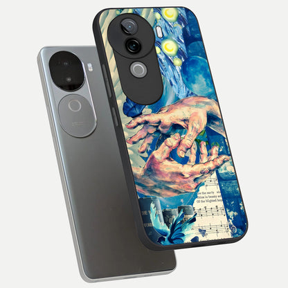  Aesthetic Divider phone case for iQOO Z9s showing premium glass back cover with detailed artwork