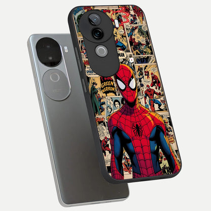  Aesthetic Spider phone case for iQOO Z9s showing premium glass back cover with detailed artwork