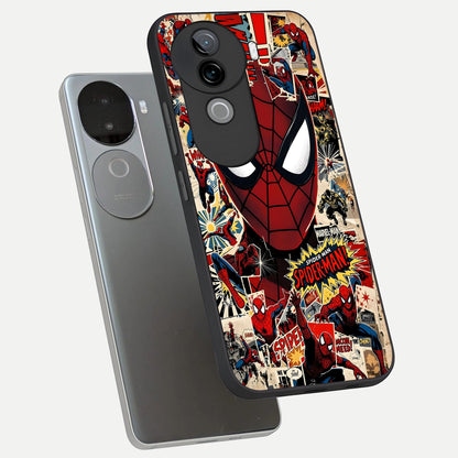  Aesthetic Wonder Spider phone case for iQOO Z9s showing premium glass back cover with detailed artwork