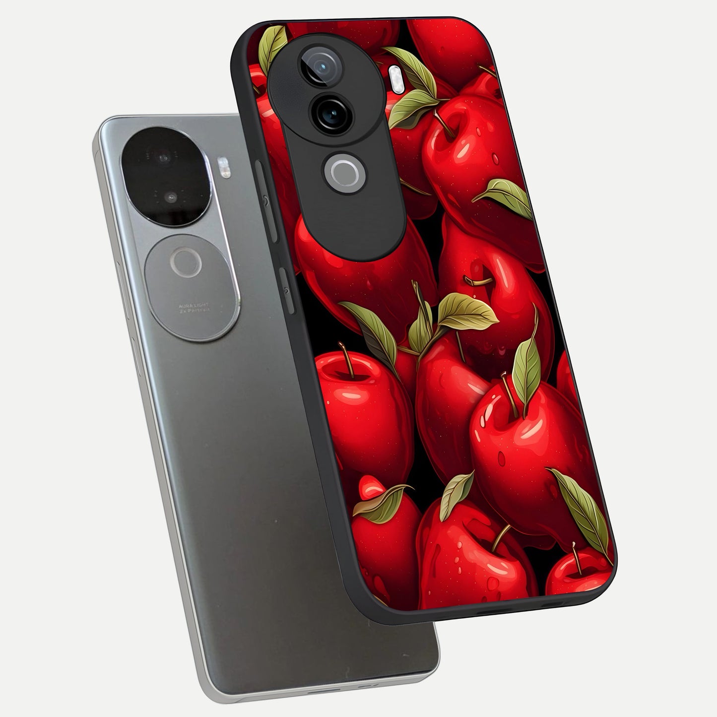 Apple Pattern phone case for iQOO Z9s showing premium glass back cover with detailed artwork