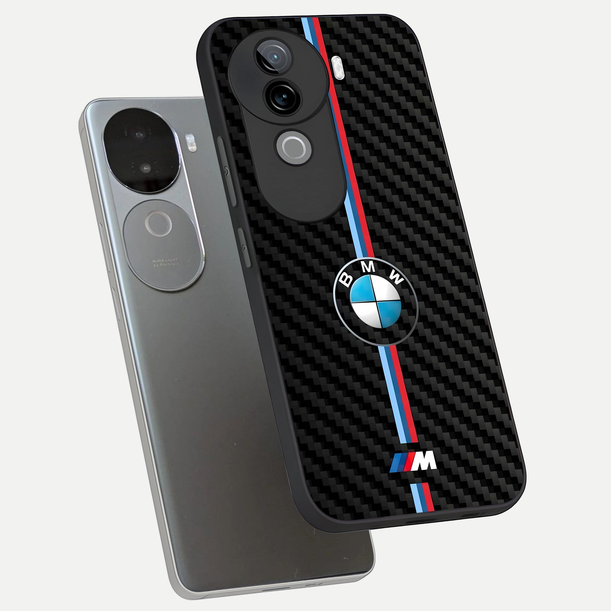  BMW Pattern phone case for iQOO Z9s showing premium glass back cover with detailed artwork