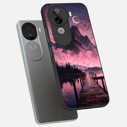  Beautiful Mountain View phone case for iQOO Z9s showing premium glass back cover with detailed artwork