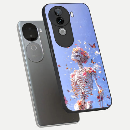  Bloom Beyond Bones phone case for iQOO Z9s showing premium glass back cover with detailed artwork