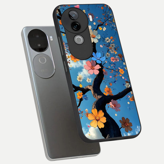  Blossom Dream Sky phone case for iQOO Z9s showing premium glass back cover with detailed artwork