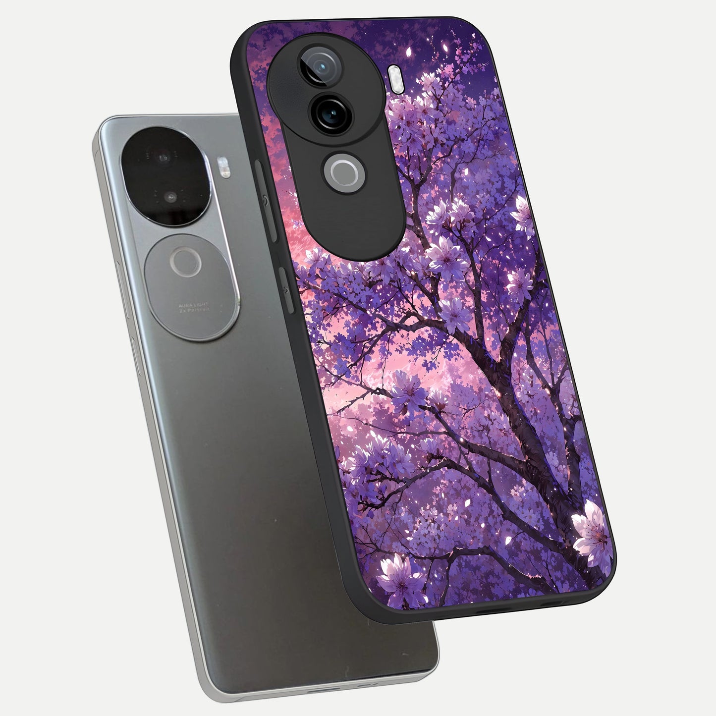  Blossom Tree phone case for iQOO Z9s showing premium glass back cover with detailed artwork