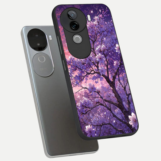  Blossom Tree phone case for iQOO Z9s showing premium glass back cover with detailed artwork