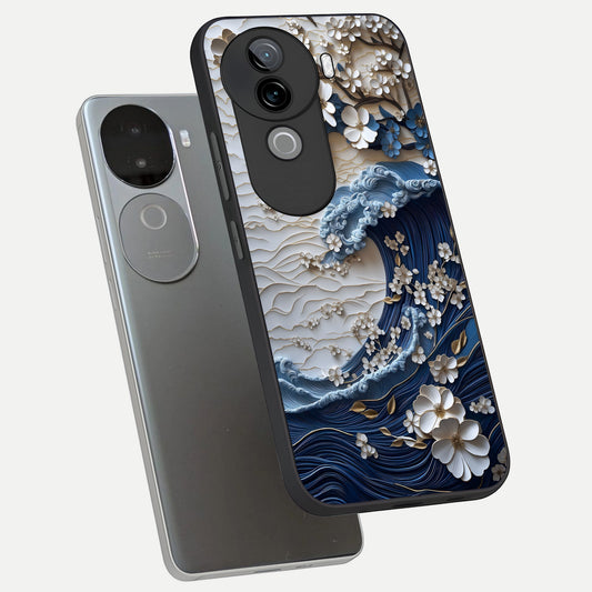  Blossom Wave Art phone case for iQOO Z9s showing premium glass back cover with detailed artwork
