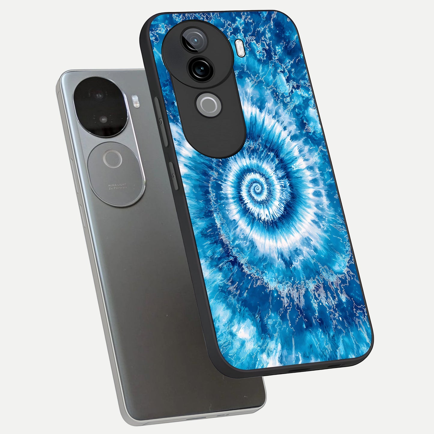  Blue Galaxy Wave phone case for iQOO Z9s showing premium glass back cover with detailed artwork