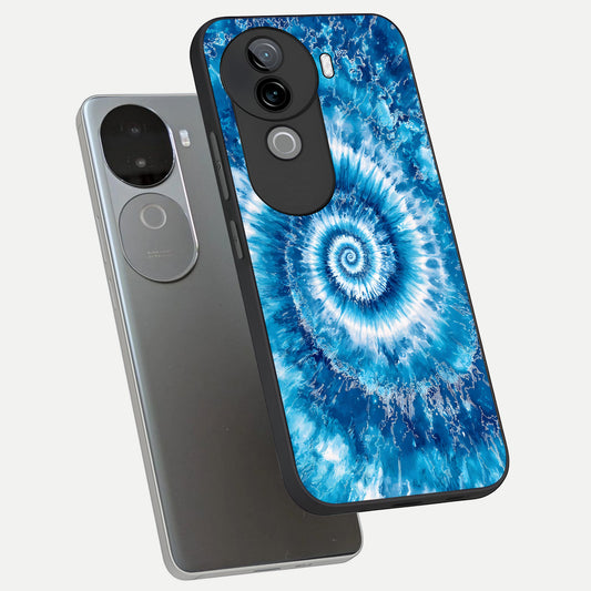 Blue Galaxy Wave phone case for iQOO Z9s showing premium glass back cover with detailed artwork