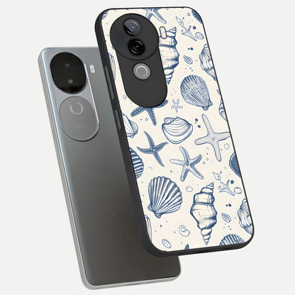  Blue Ocean Outline phone case for iQOO Z9s showing premium glass back cover with detailed artwork