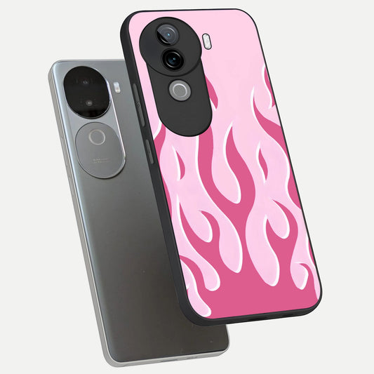  Blush Flame Energy phone case for iQOO Z9s showing premium glass back cover with detailed artwork