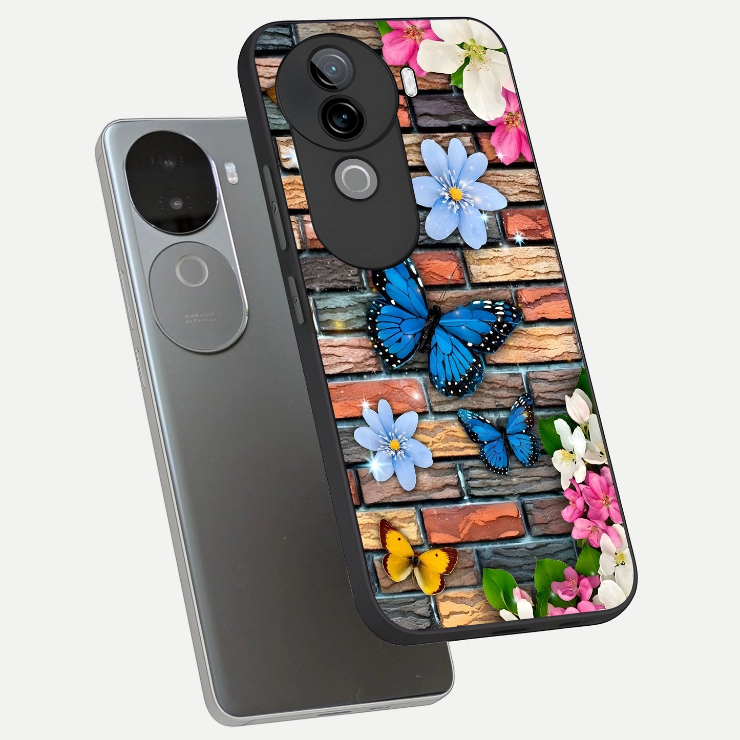  Brick Bloom Flight phone case for iQOO Z9s showing premium glass back cover with detailed artwork
