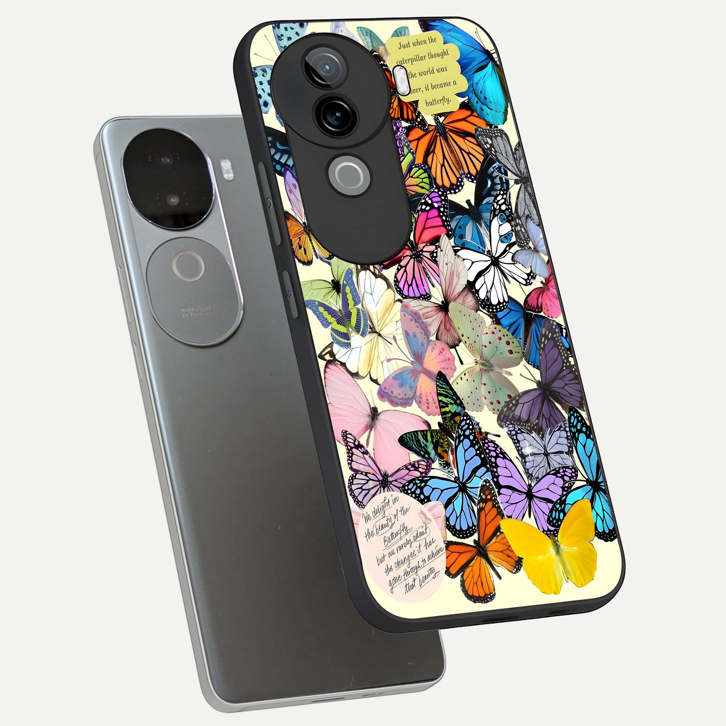  Butterflies Petal Dream phone case for iQOO Z9s showing premium glass back cover with detailed artwork