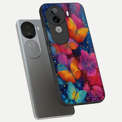  Butterfly Dream Mist phone case for iQOO Z9s showing premium glass back cover with detailed artwork