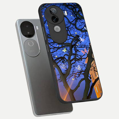  Butterfly Night Magic phone case for iQOO Z9s showing premium glass back cover with detailed artwork