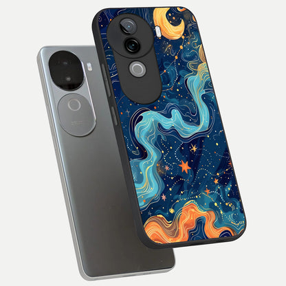  Celestial Dream Flow phone case for iQOO Z9s showing premium glass back cover with detailed artwork