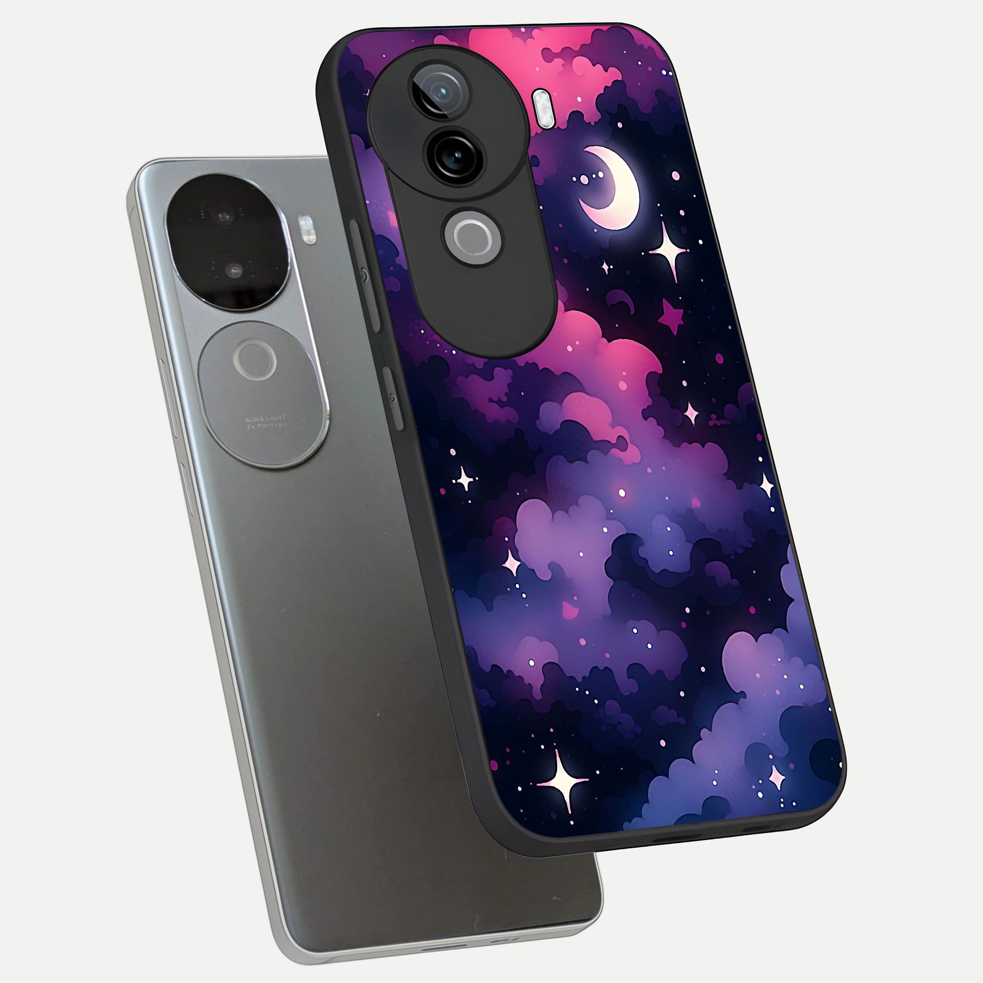  Celestial Moon Magic phone case for iQOO Z9s showing premium glass back cover with detailed artwork