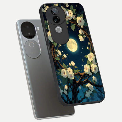  Celestial Moon And Flower phone case for iQOO Z9s showing premium glass back cover with detailed artwork