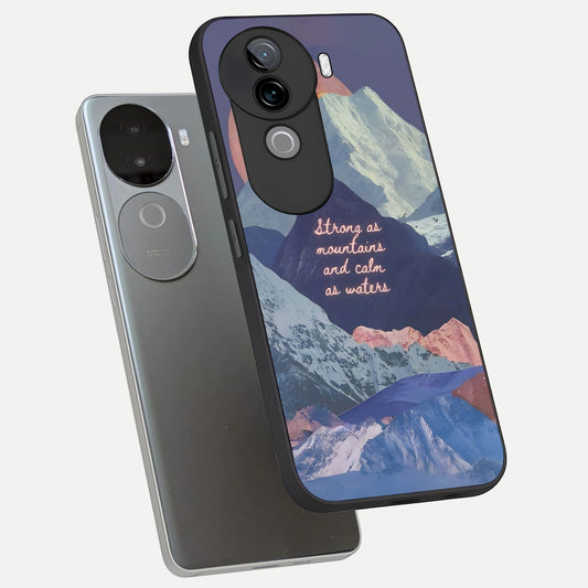  Celestial Mountain Calm phone case for iQOO Z9s showing premium glass back cover with detailed artwork