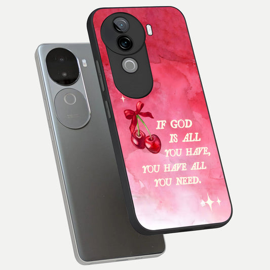  Cherry Quote phone case for iQOO Z9s showing premium glass back cover with detailed artwork