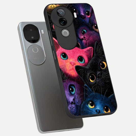  Cosmic Cats Dreams phone case for iQOO Z9s showing premium glass back cover with detailed artwork