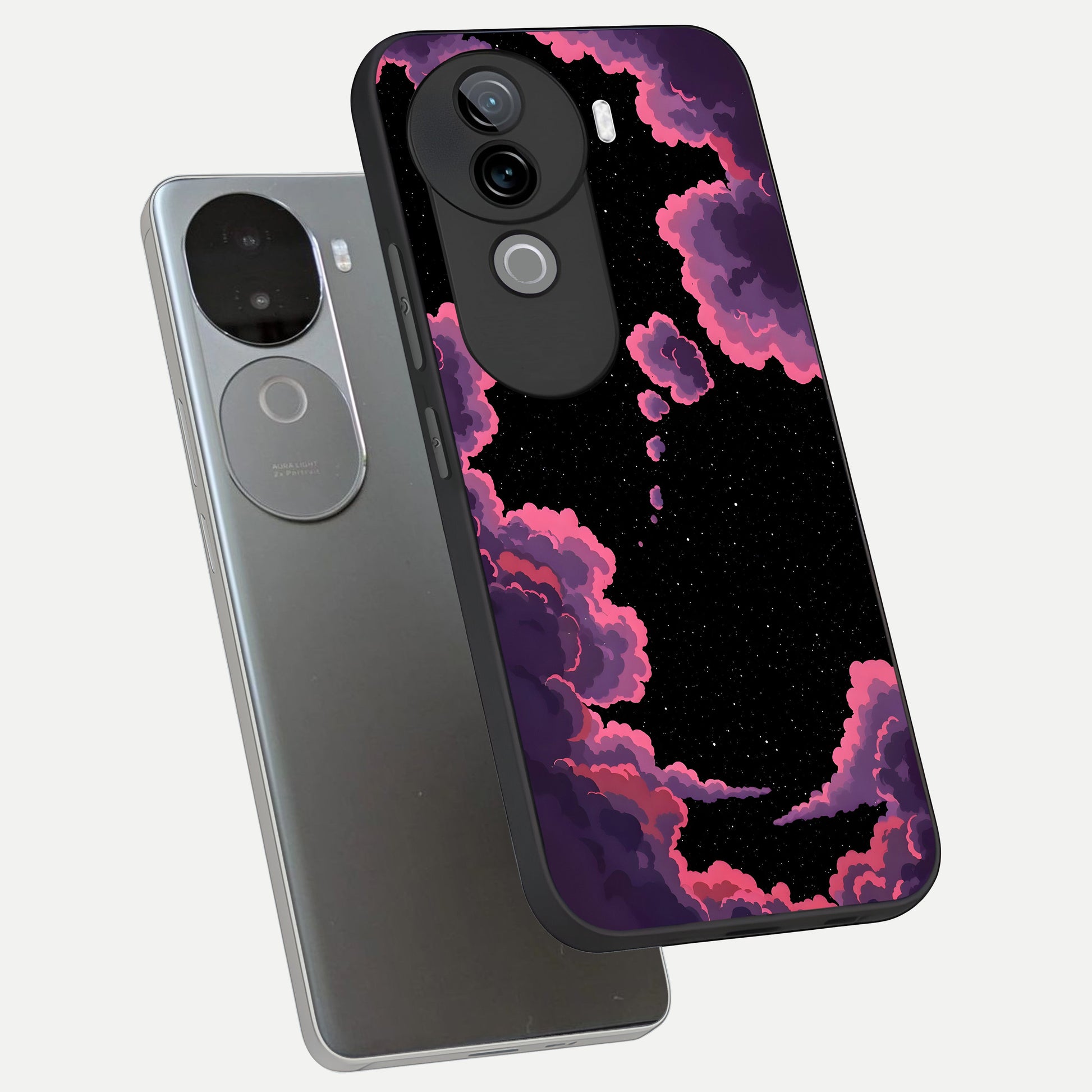 Cosmic Cloud Journey phone case for iQOO Z9s showing premium glass back cover with detailed artwork